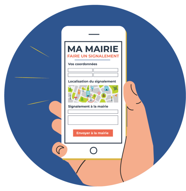 illustration téléphone avec formulaires de signalement 